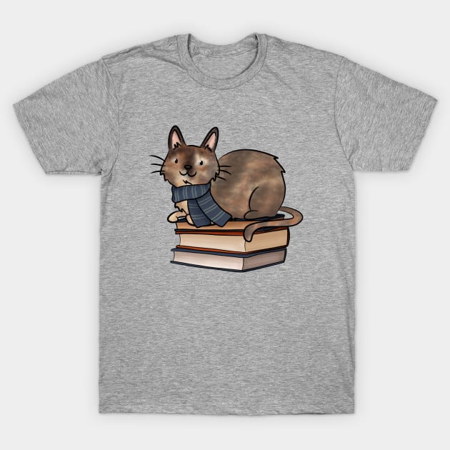 HP House Cat and Books T-Shirt by indiebookster